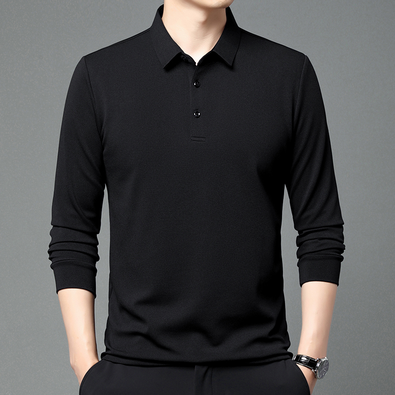 男士拉丁舞国标长袖弹力上衣翻领训练服摩登舞服交谊舞练功衫