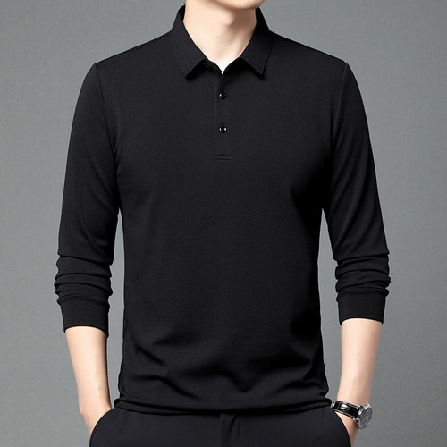 男士拉丁舞国标长袖弹力上衣翻领训练服摩登舞服交谊舞练功衫