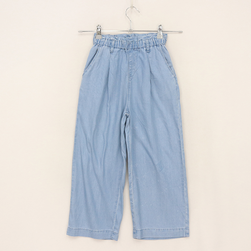 女童花苞腰后单口袋莱赛尔直筒裤