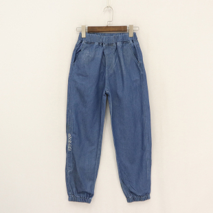 童装 女童松紧腰右侧白字母刺绣薄款 竖D2c 束口裤 春秋款