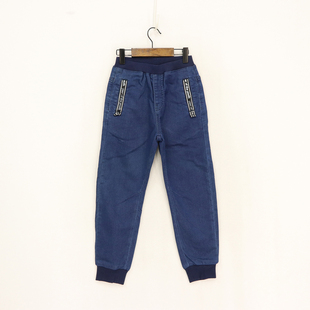 B春秋款童装 男童两侧口袋织条字母带扣束口单裤 D1H