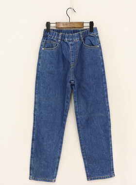 B秋冬款男女童装    中大童松紧腰黄线口袋保暖加绒直筒裤    D1M