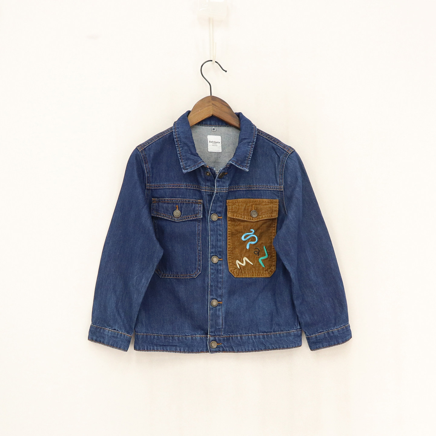 B春秋款童装   男童拼接灯芯绒长口袋刺绣纯棉牛仔外套  8H-9-2,童装/婴儿装/亲子装,普通外套,淘宝优惠券,粉丝福利购,淘宝优惠卷