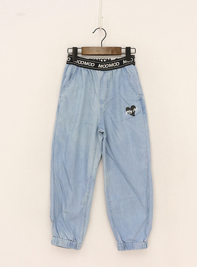 内销夏款童装   女童黑色腰字母莱赛尔束口裤   8H-9-3