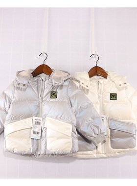 M秋冬款童装     男女童免洗可爱小熊带帽羽绒外套DD