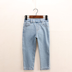 弹力浅蓝九分牛仔小脚裤 女童修身 童装 B春秋款