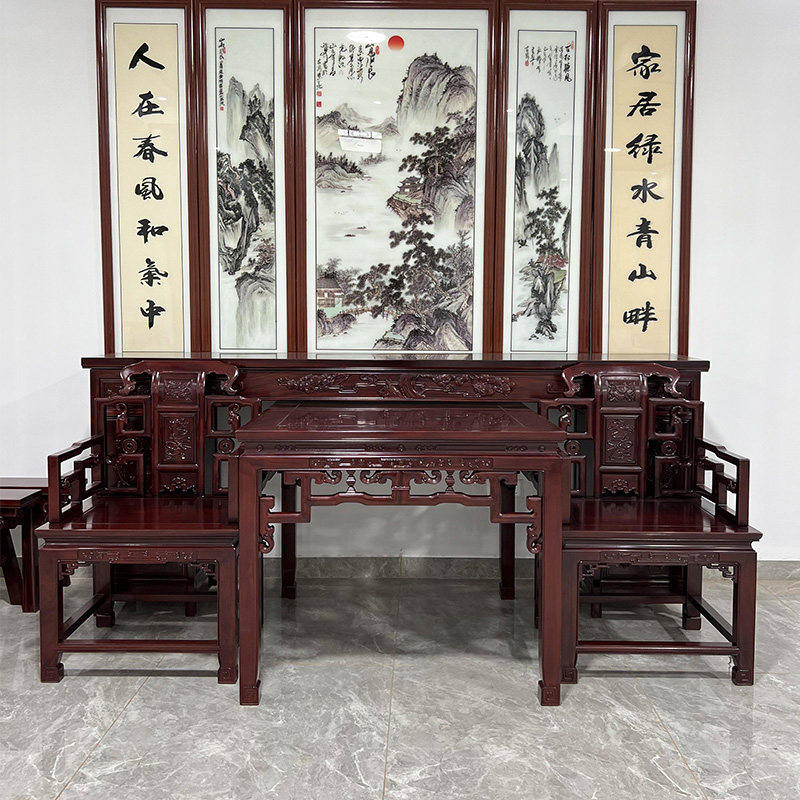 徽派八仙桌中堂六件套四件套酸枝木花梨木红木实木中式柜子平条案