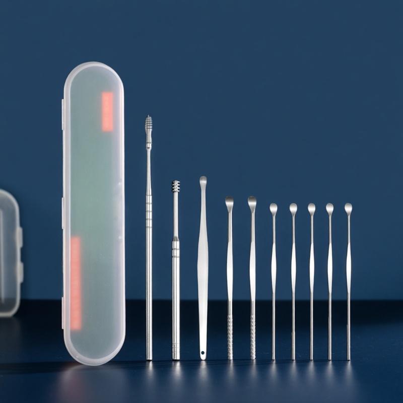 耳勺套装10件套掏耳工具不锈钢家用清洁耳勺螺旋式挖耳勺子刮耳勺