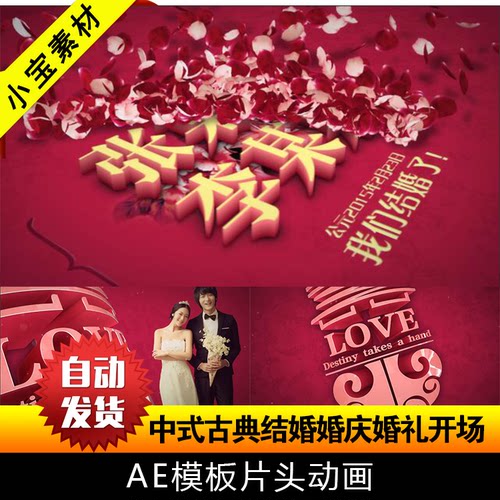 AE模板2017震撼浪漫中式古典结婚婚礼开场视频MV片头唯美浪漫高端