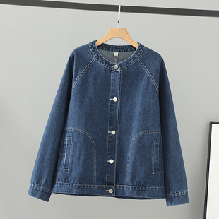 休闲牛仔外套女宽松显瘦200斤插肩袖 大码 新款 胖mm春装 上衣 女装