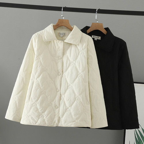 轻薄盐系大码翻领女大棉衣