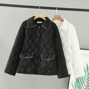 气质小香风翻领遮肚棉服 秋冬2025减龄洋气棉袄女大码 胖mm新款 女装