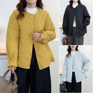 轻薄款 女装 保暖棉服中年圆领菱格百搭女棉袄 胖妹妹大码 2025冬装