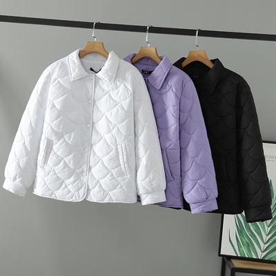 胖mm大码轻薄翻领宽松棉服