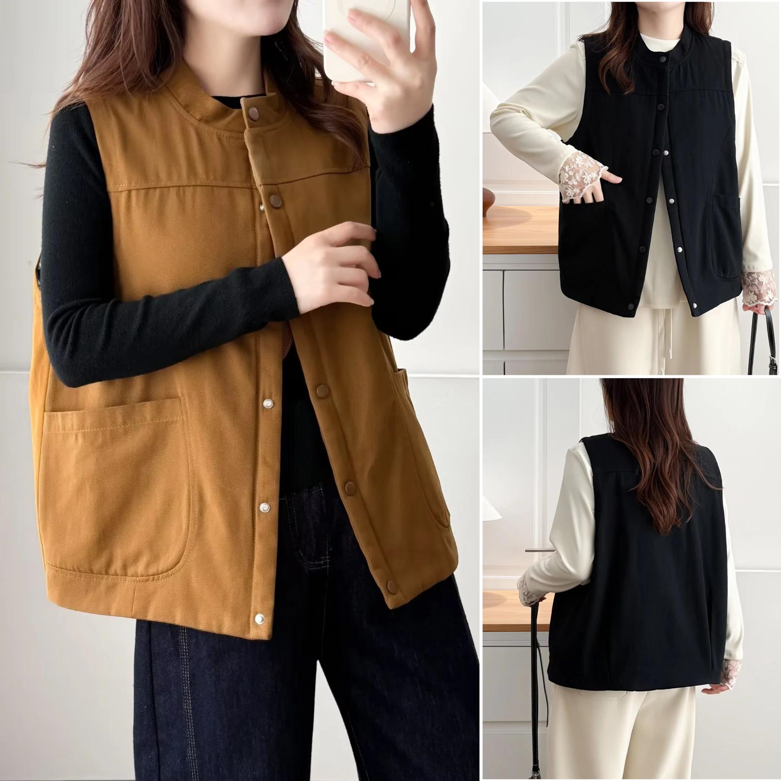 2025冬装胖mm大码立领夹棉马甲