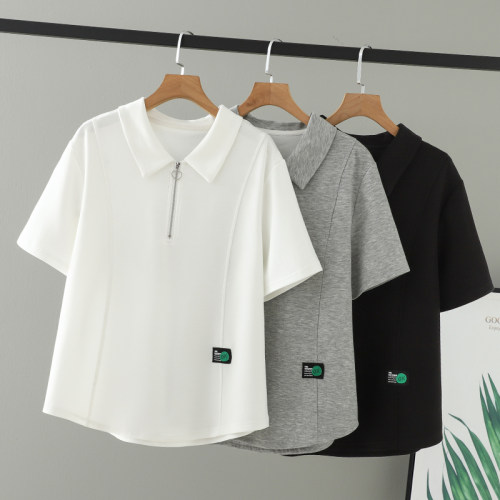 大码女装贴标上衣显瘦短袖T恤