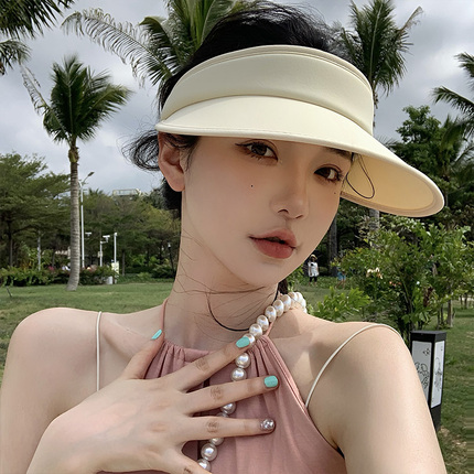 硬核凉感冰丝防晒帽女夏季海边防紫外线遮阳帽UPF50+空顶太阳帽潮