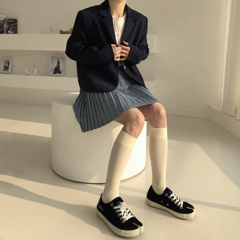 韩国ins同款长筒JK小腿袜竖条显瘦日系及膝袜黑白色丝袜薄款,女士内衣/男士内衣/家居服,连裤袜/打底袜,淘宝优惠券,粉丝福利购,淘宝优惠卷