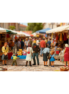 久安铁道 仿真人物 微缩小人 1:87 PREISER 10595 跳蚤市场的人们