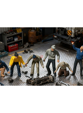 苔藓盆栽微拍人物 1:87 PREISER 14064 正在搬运设备的工人们