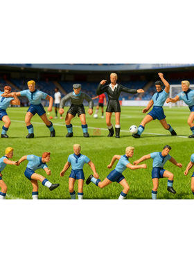 久安铁道 仿真微缩小人1:87 PREISER 10756 足球队和裁判 蓝/深蓝