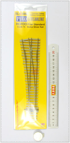 PECO 专业火车轨道CODE75 SL-E1096 水泥枕 中号左岔 金属岔心
