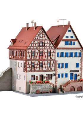 久安铁道沙盘建筑模型1:160N比例KIBRI 37368 城墙边上的孪生楼