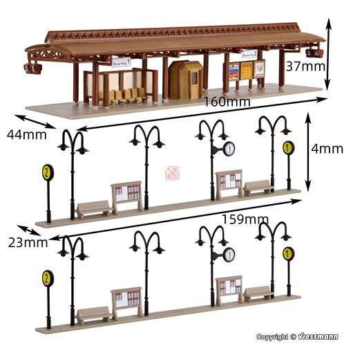 久安铁道沙盘建筑模型1:160N比例VOLLMER 47580 公交车站