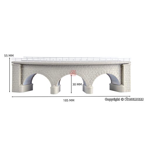 久安铁道沙盘建筑模型1:160N比例KIBRI 37661 单线弧形三孔石拱桥