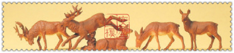 久安铁道 仿真动物 微缩动物 1:87 PREISER 14179 雄鹿和鹿群