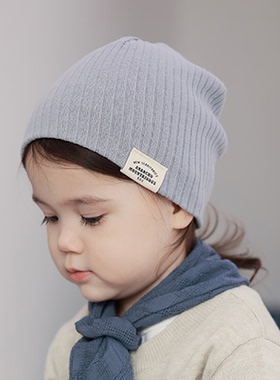 韩国进口男宝宝帽子纯棉薄春秋套头帽针织帽男童女童1-3岁儿童帽