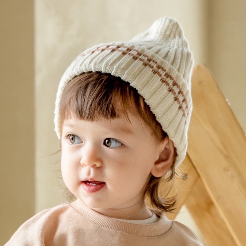 韩国男女宝宝帽子针织毛线帽春秋季婴儿童婴幼儿男童帽纯棉小童帽