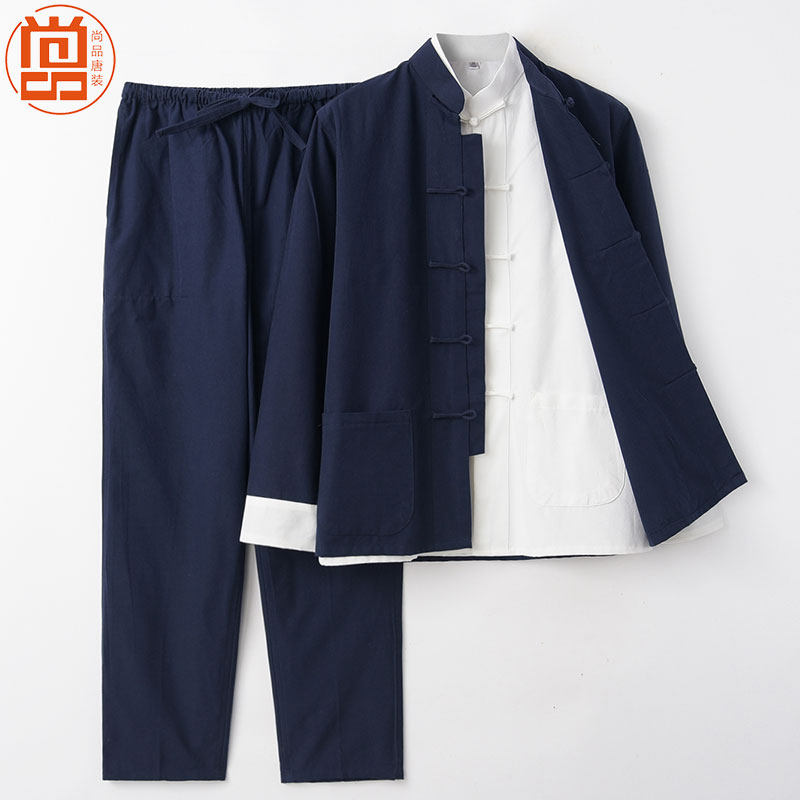 春秋款唐装男中国风纯棉三件套秋季中式服装复古盘扣立领纯棉休闲,男装,唐装,淘宝优惠券,粉丝福利购,淘宝优惠卷