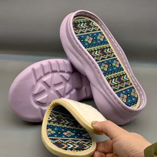 底钩编加厚勾棉拖鞋 升级款 增高防滑柔软老爹底EVA鞋 底 老爹增高鞋