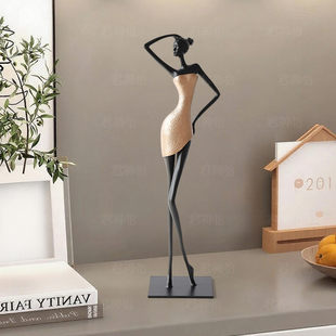 简约现代北欧抽象艺术美女雕塑客厅玄关电视柜酒柜书房装 饰摆件