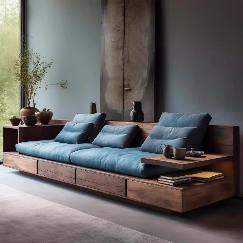 高级感原木沙发直排2026新款客厅新中式实木小户型侘寂风沙发定制,住宅家具,实木沙发,淘宝优惠券,粉丝福利购,淘宝优惠卷