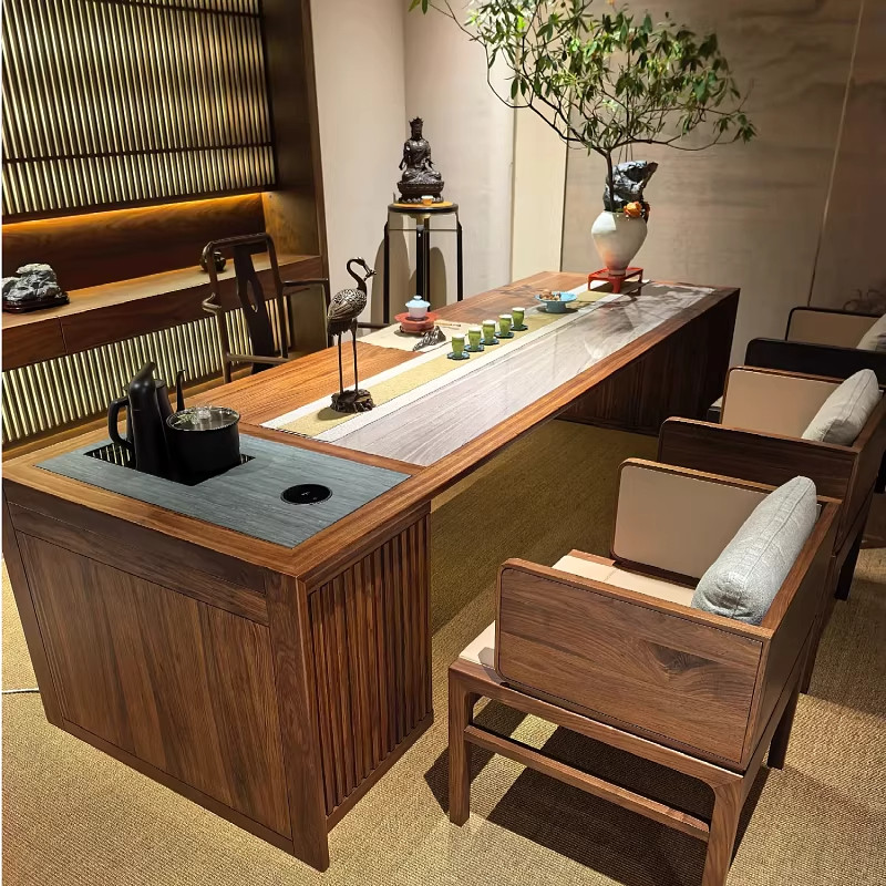 新中式北美黑胡桃木实木茶桌椅组合2026新款宋氏美学办公室泡茶台,住宅家具,家用茶台/茶桌,淘宝优惠券,粉丝福利购,淘宝优惠卷