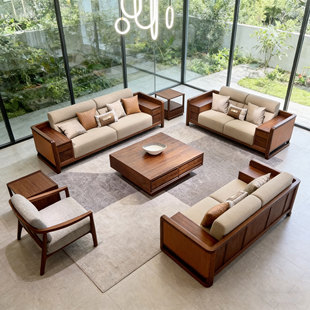 乔木宋式美学北美黑胡桃实木沙发新中式禅意客厅别墅会所沙发组合