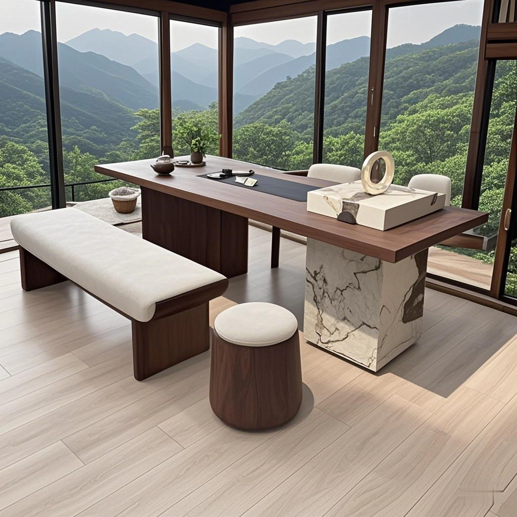 禅意实木茶台泡茶桌轻奢别墅高端定制黑胡桃白蜡木办公室酒店民宿,住宅家具,家用茶台/茶桌,淘宝优惠券,粉丝福利购,淘宝优惠卷