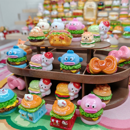 diy卡通汉堡系列树脂食玩摆件