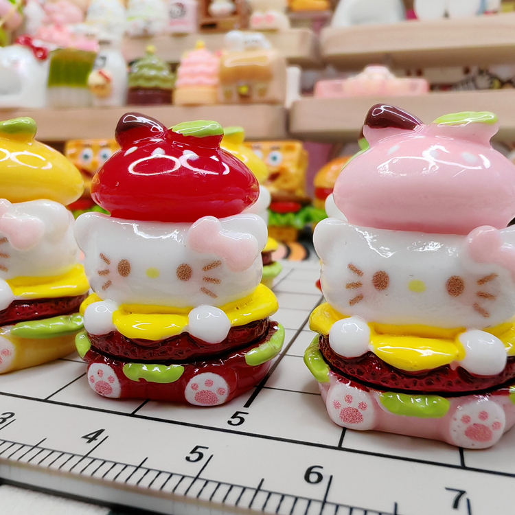 食玩KT猫水果汉堡场景小摆件diy