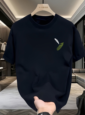 纯棉男士t恤半袖个性印花短袖圆领夏季宽松百搭新款潮牌休闲上衣