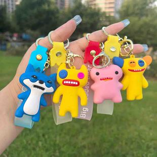 网红可爱萌芽怪兽钥匙扣卡通牙齿怪玩偶公仔挂件过新年小礼品批发