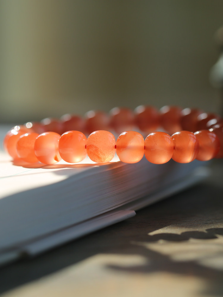 천연 사천 남부 붉은 마노 팔찌 구식 구슬 얼음 부동 불꽃 흰색 기질 여성 일반 구슬 단일 원형 팔찌