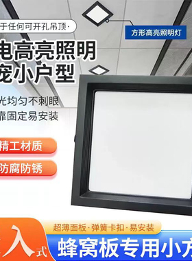 新款蜂窝大板专用小方灯集成吊顶方形19x19led照明嵌入式弹簧卡扣