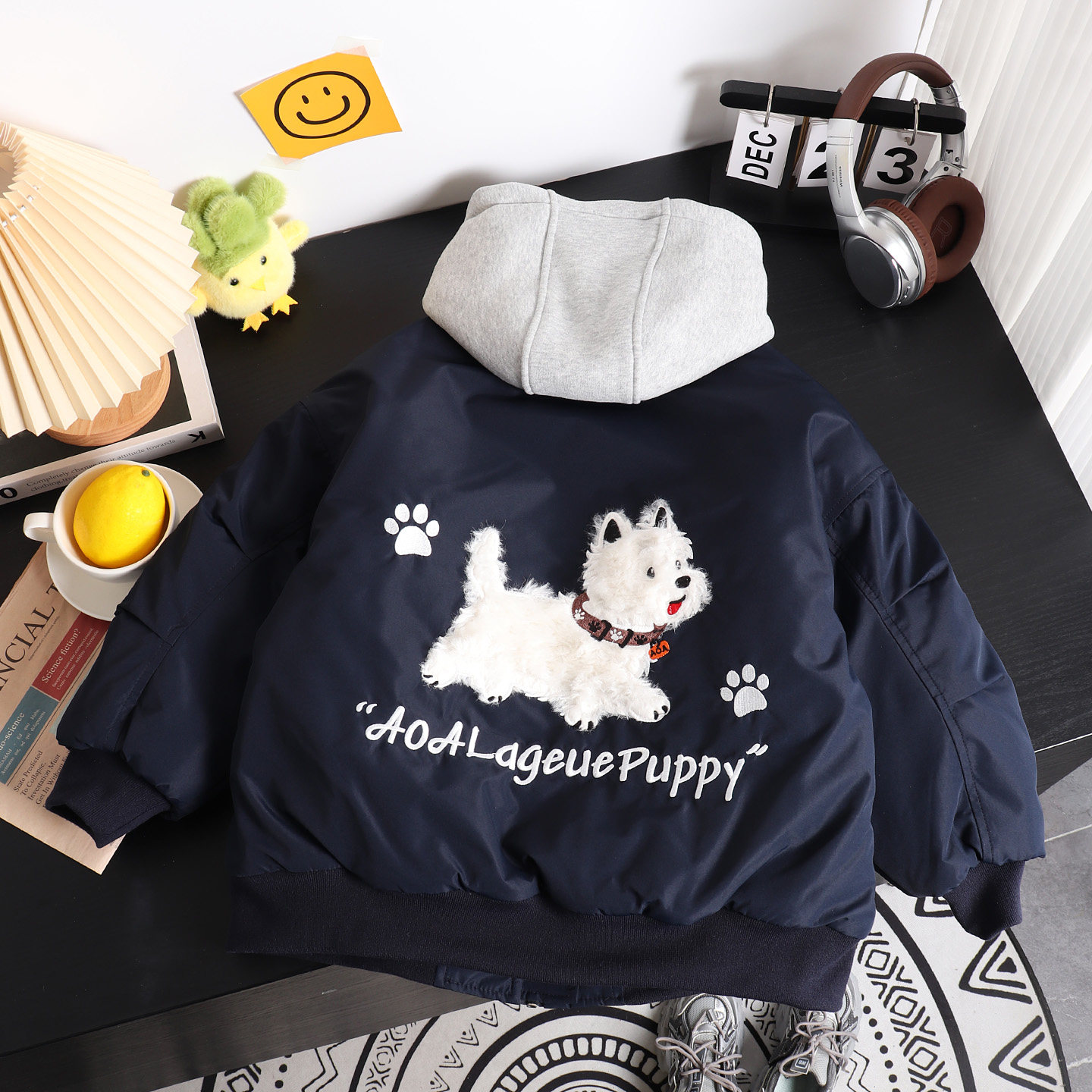 男童冬季夹棉连帽外套中大童加厚外套秋冬男孩保暖连帽夹克棒球服