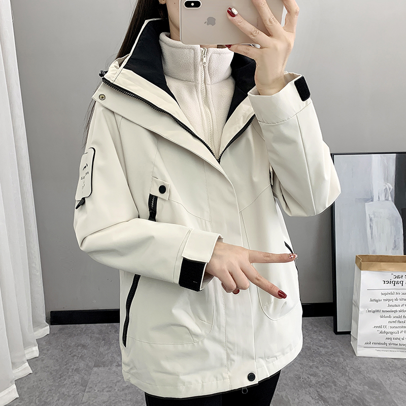 户外冲锋衣外套男女款2025秋冬新款三合一防风防水加厚保暖登山服