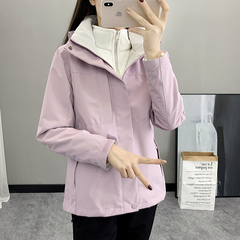 冲锋衣外套女款2024新款女孩秋冬加绒加厚三合一可拆卸潮防风防水