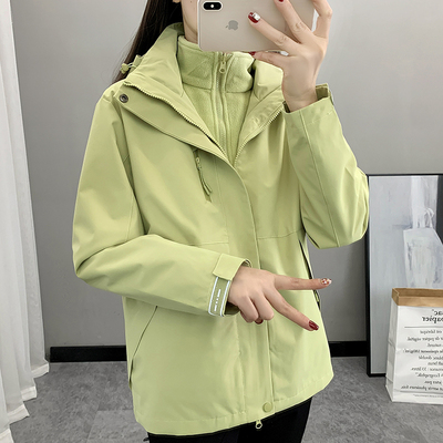 户外冲锋衣外套女款2025秋冬新款三合一可拆卸防风防水风衣情侣