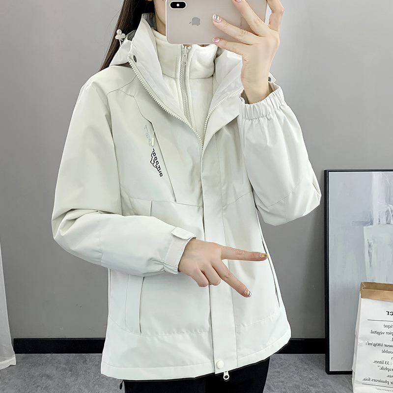 冲锋衣外套女款2024秋冬新款三合一可拆卸防风防水加厚滑雪风衣男